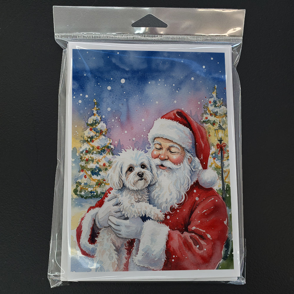 Bichon Frise with Santa Claus Greeting Cards Pack of 8