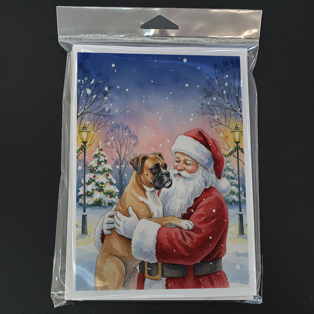 Boxer with Santa Claus Greeting Cards Pack of 8