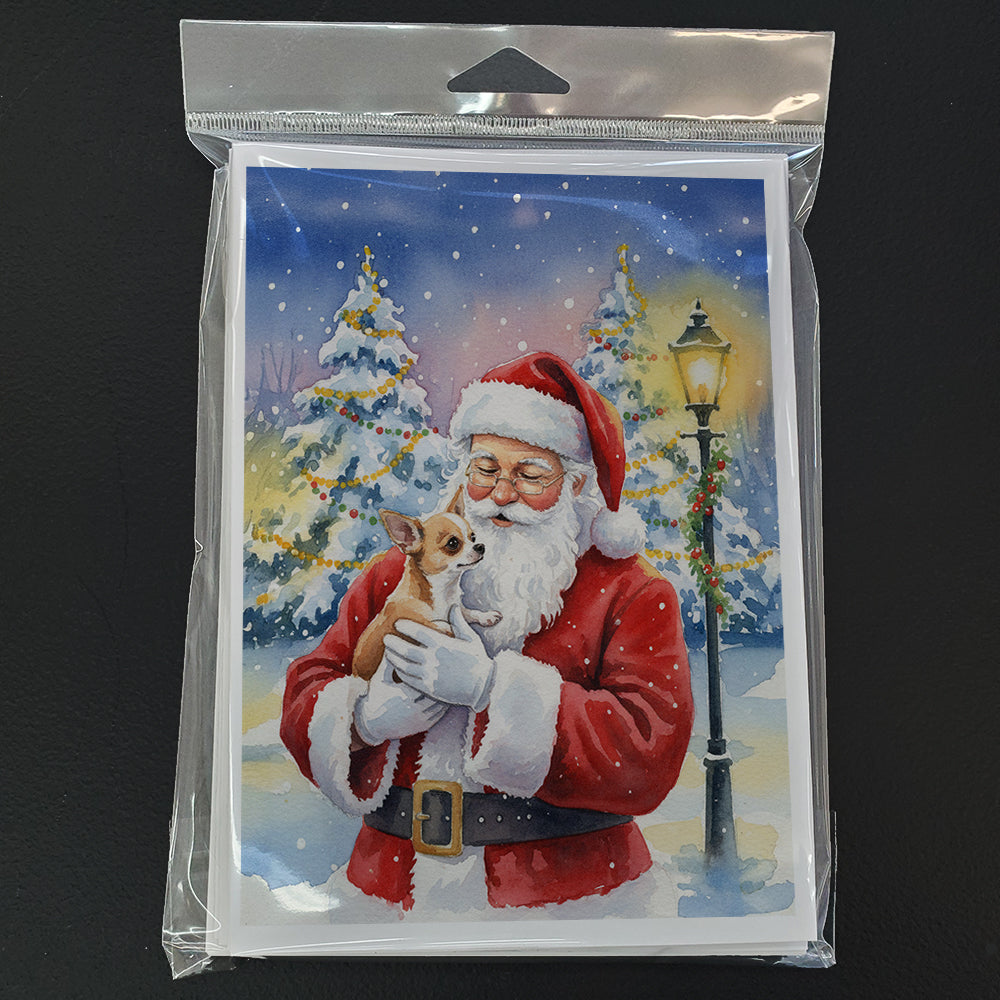 Chihuahua with Santa Claus Greeting Cards Pack of 8