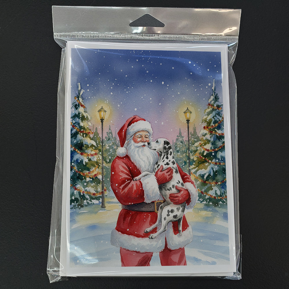 Dalmatian with Santa Claus Greeting Cards Pack of 8