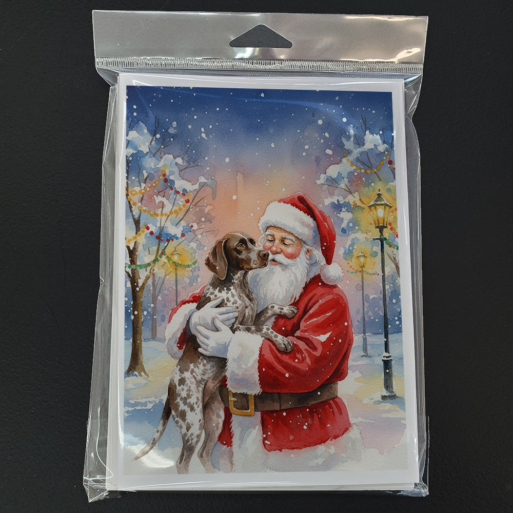 German Shorthaired Pointer with Santa Claus Greeting Cards Pack of 8