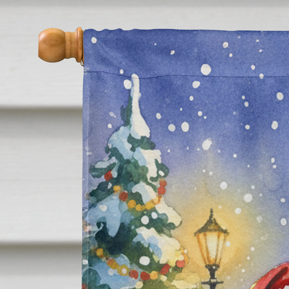 Golden Retriever with Santa Claus House Flag