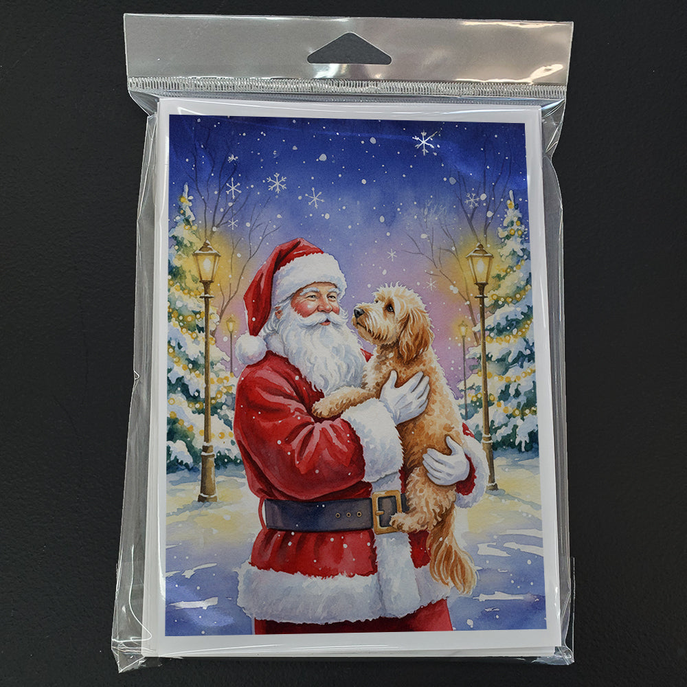 Goldendoodle with Santa Claus Greeting Cards Pack of 8