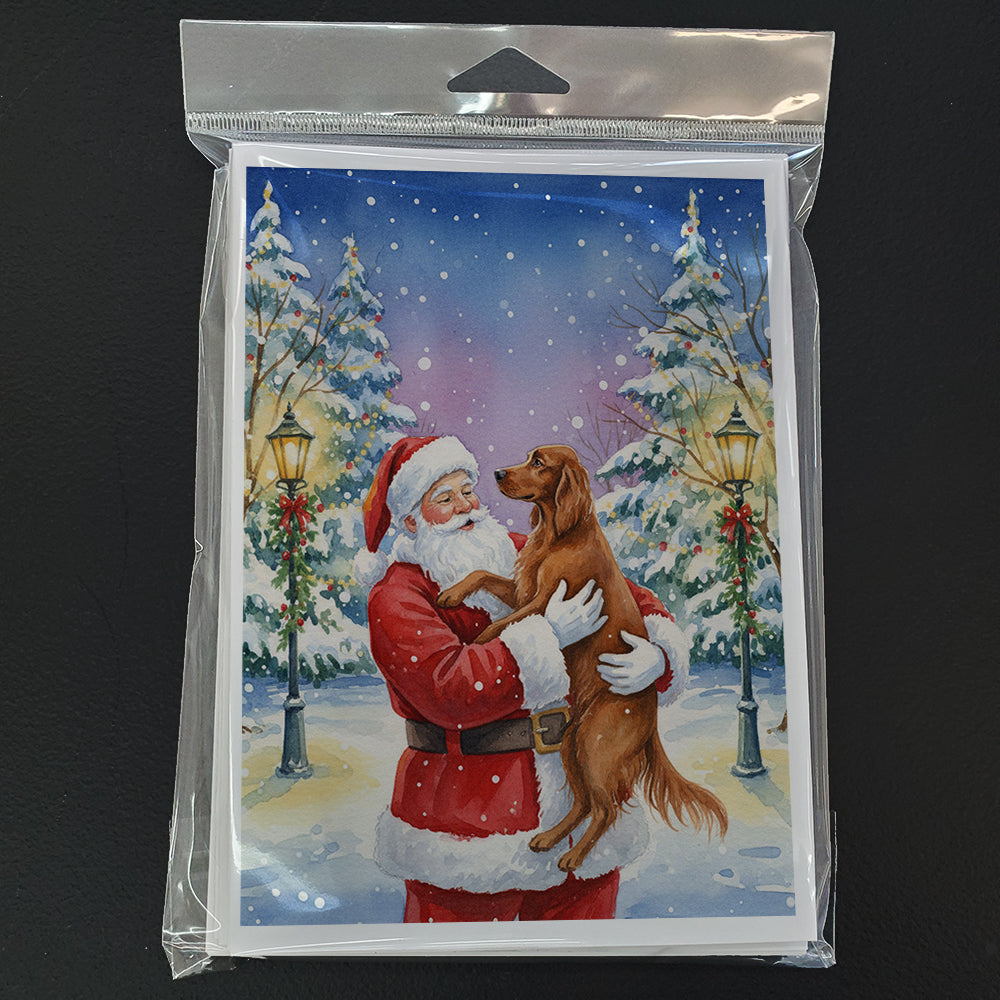 Irish Setter with Santa Claus Greeting Cards Pack of 8