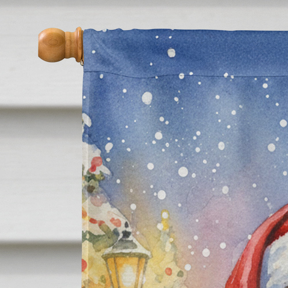 Keeshond with Santa Claus House Flag