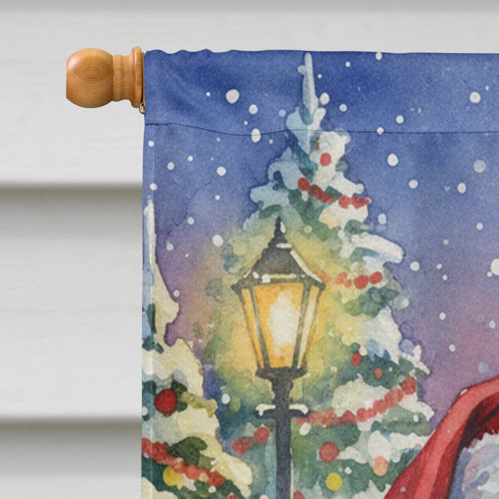 Black Labrador Retriever with Santa Claus House Flag