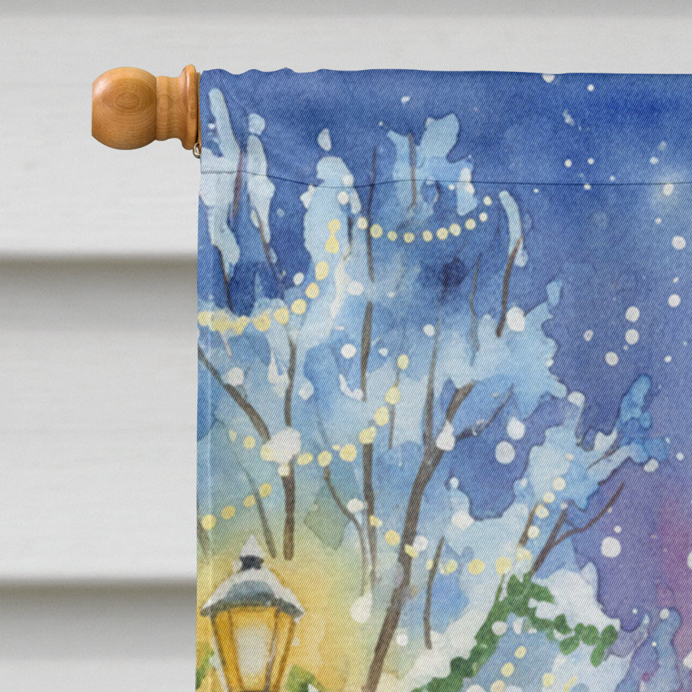 Chocolate Labrador Retriever with Santa Claus House Flag