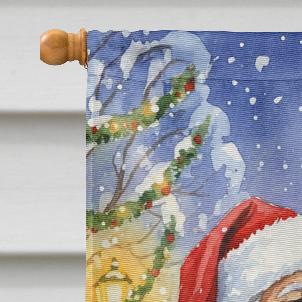 Yellow Labrador Retriever with Santa Claus House Flag