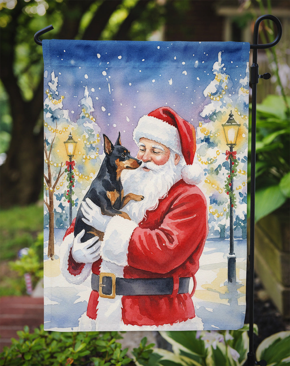Manchester Terrier with Santa Claus Garden Flag