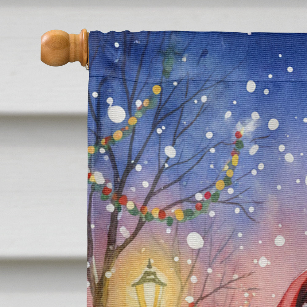 Red Miniature Pinscher with Santa Claus House Flag