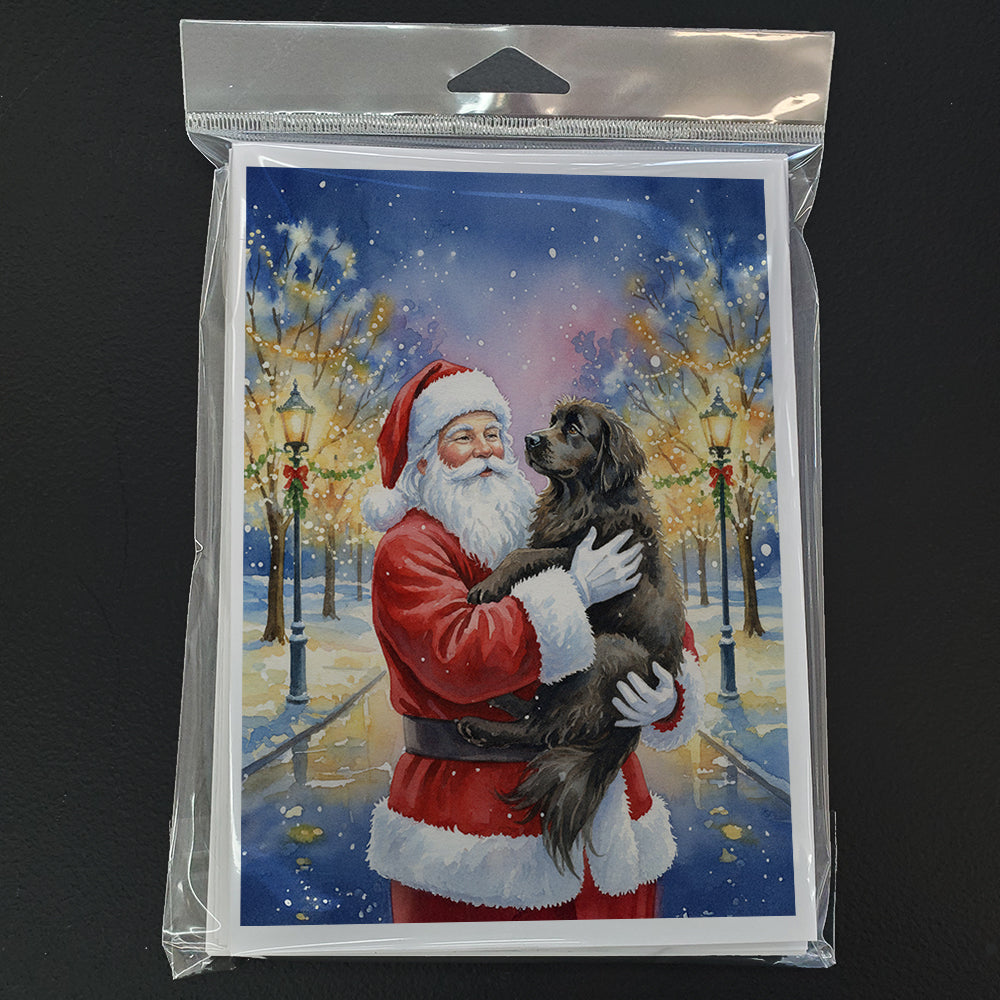 Newfoundland with Santa Claus Greeting Cards Pack of 8
