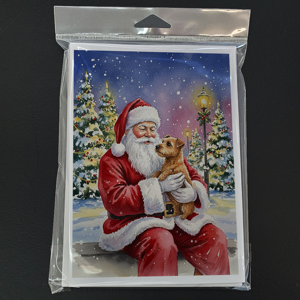 Norfolk Terrier with Santa Claus Greeting Cards Pack of 8