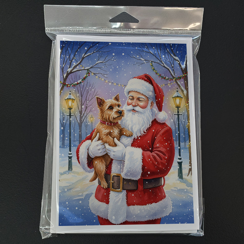 Norwich Terrier with Santa Claus Greeting Cards Pack of 8