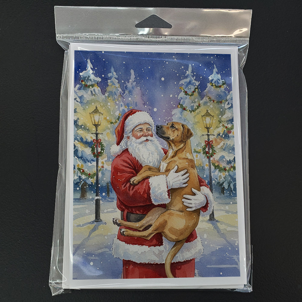 Rhodesian Ridgeback with Santa Claus Greeting Cards Pack of 8
