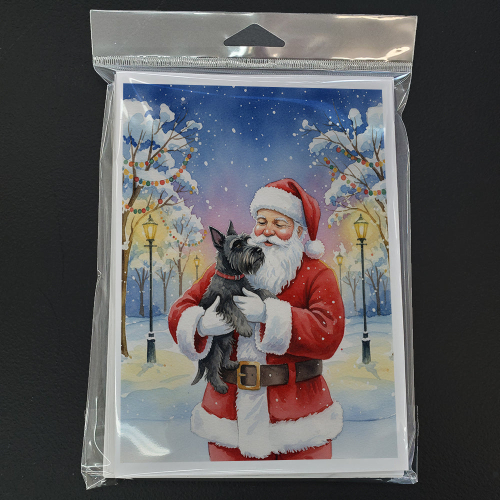 Scottish Terrier with Santa Claus Greeting Cards Pack of 8