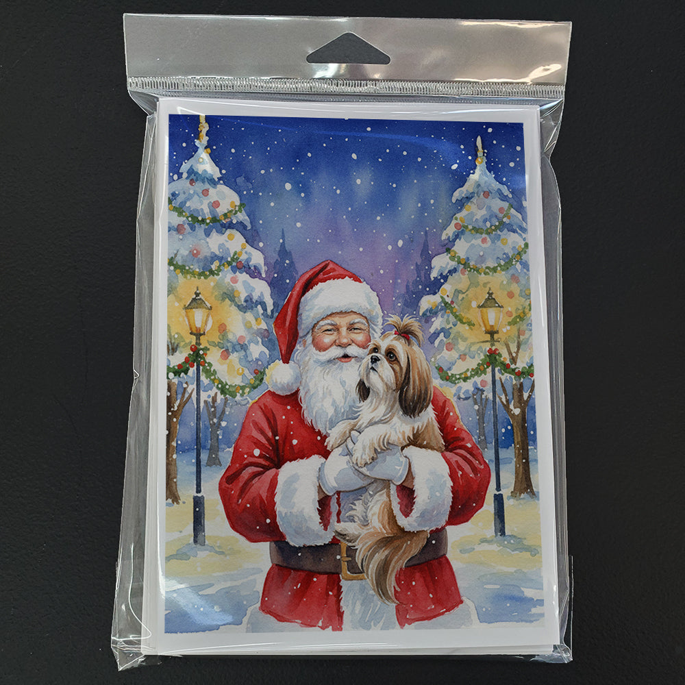 Shih Tzu with Santa Claus Greeting Cards Pack of 8