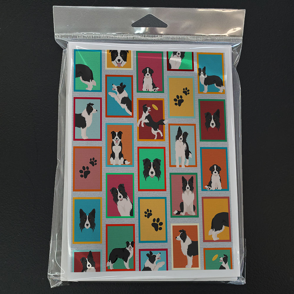 Lots of Border Collie Greeting Cards Pack of 8