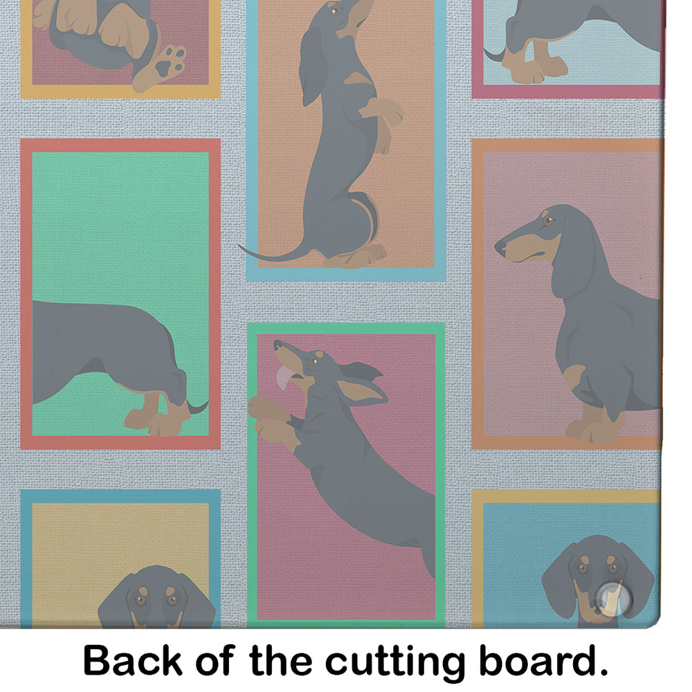 Lots of Black and Tan Dachshund Glass Cutting Board
