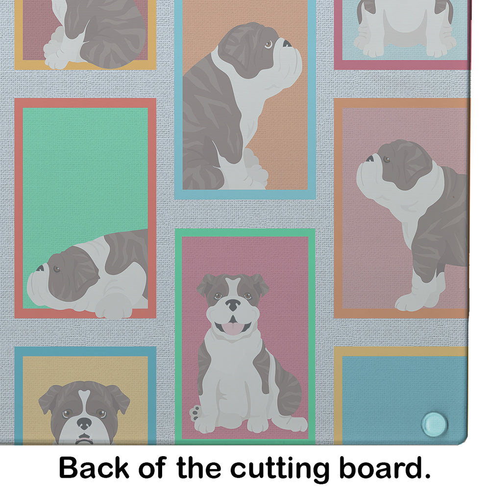Lots of Brindle English Bulldog Glass Cutting Board
