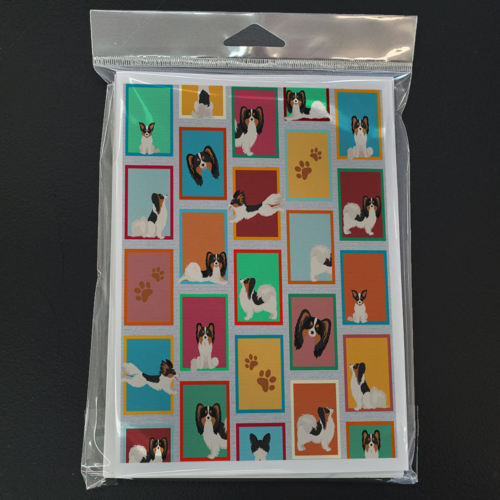 Lots of Tricolor Papillon Greeting Cards Pack of 8