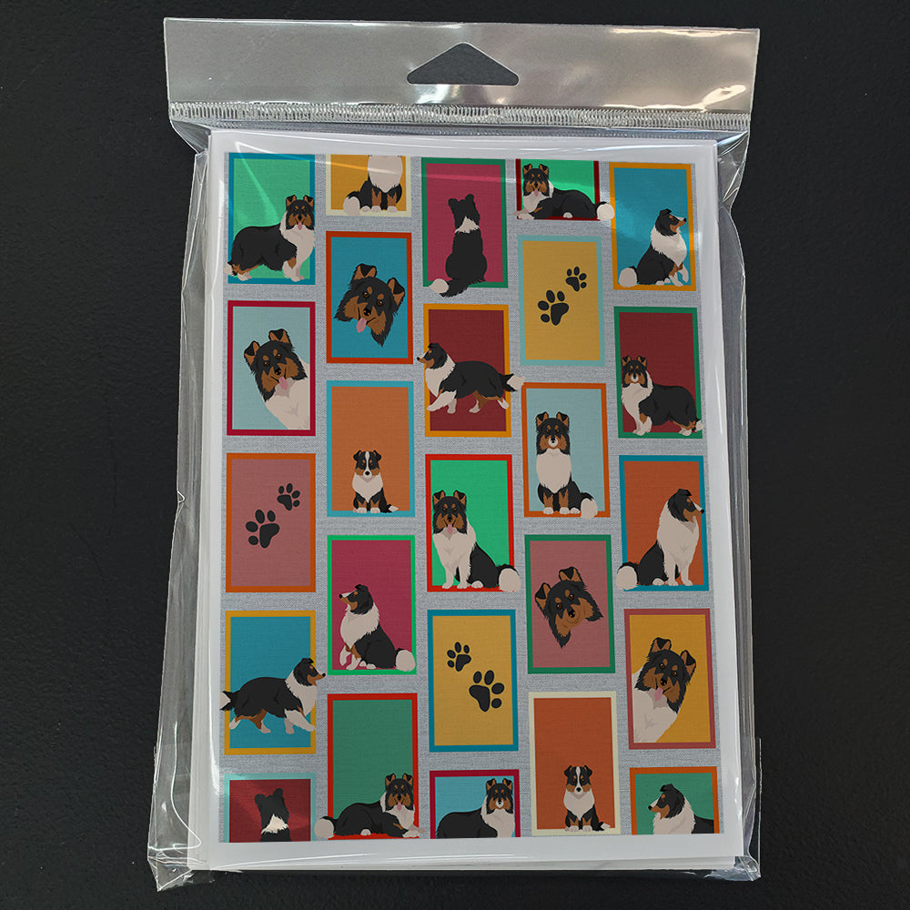 Lots of Tricolor Sheltie Greeting Cards Pack of 8