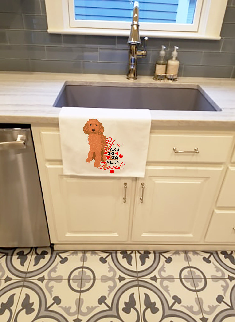 Doodle Red #1 so Loved Kitchen Towel Set of 2