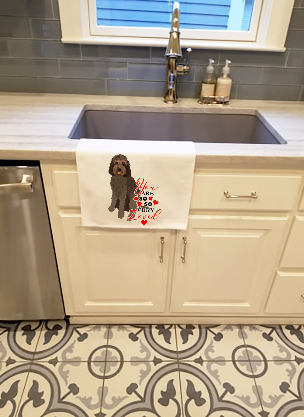 Doodle Tricolor #3 so Loved Kitchen Towel Set of 2
