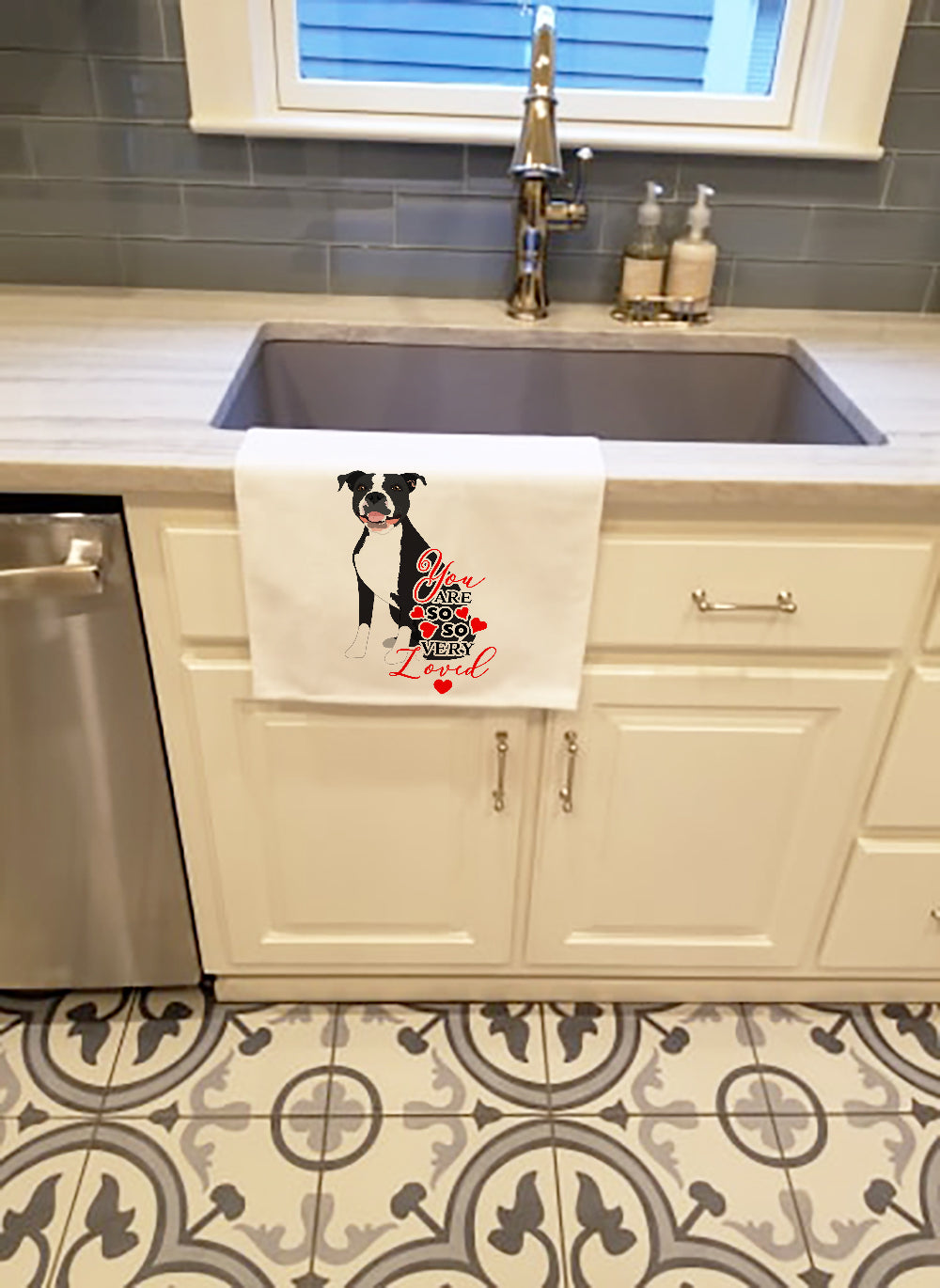 Pit Bull Black #3 so Loved Kitchen Towel Set of 2