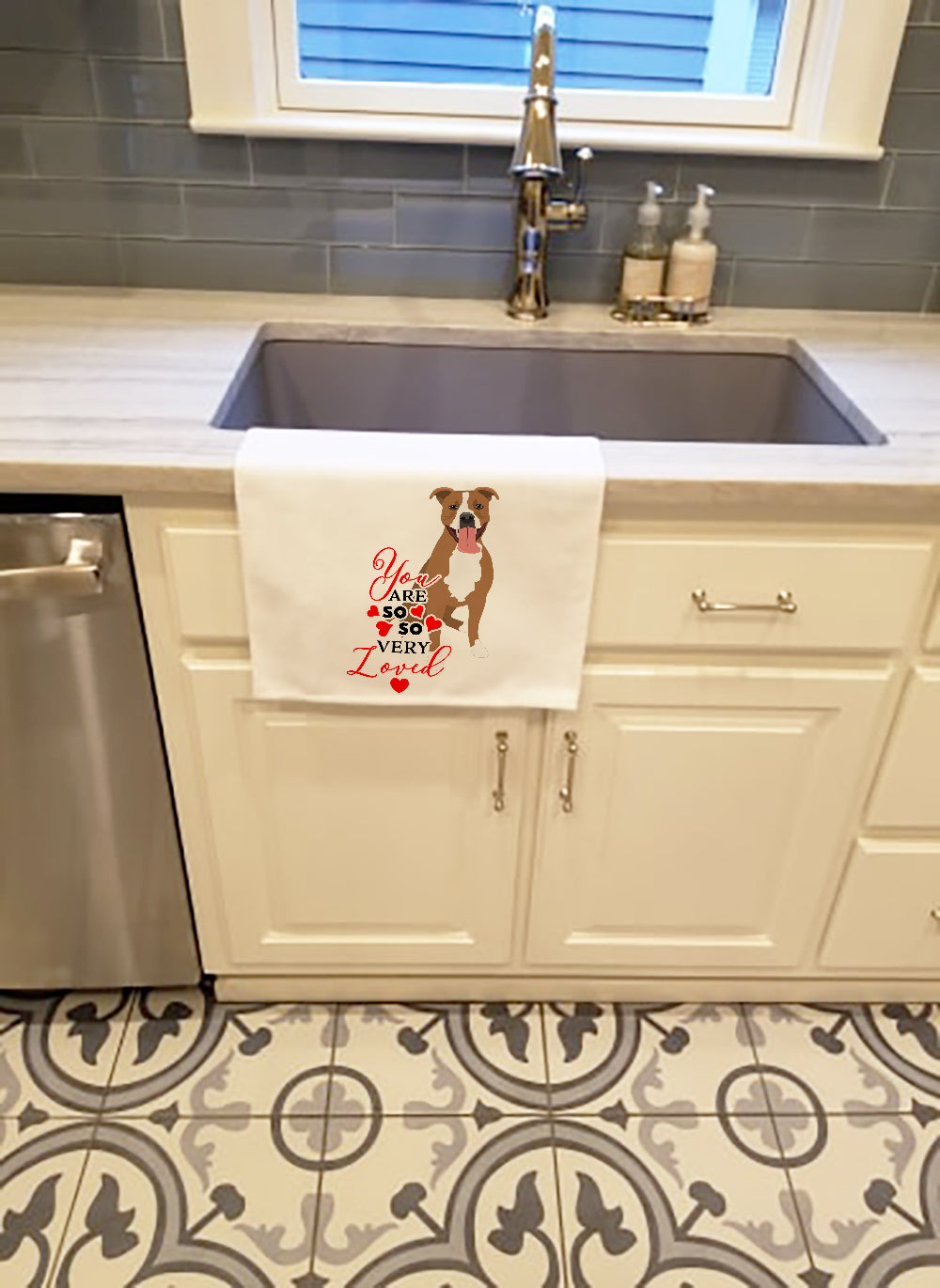 Pit Bull Fawn #2 so Loved Kitchen Towel Set of 2