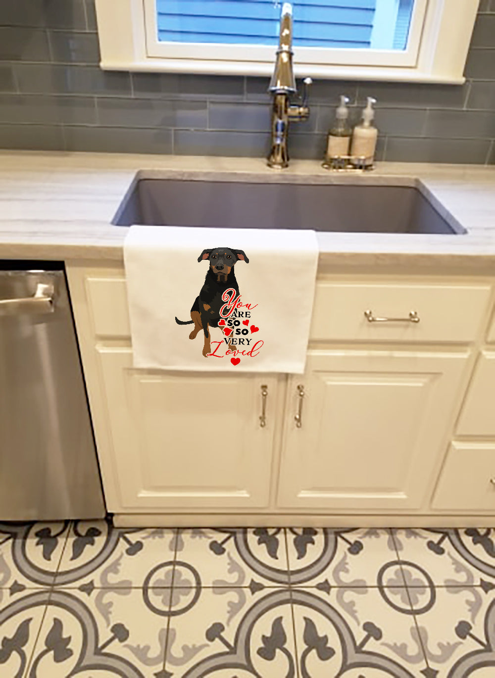 Rottweiler Black and Tan #5 so Loved Kitchen Towel Set of 2