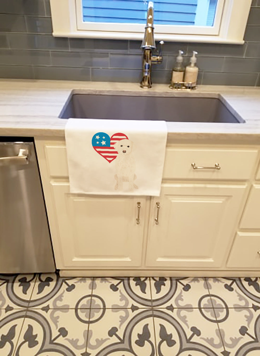 Doodle Cream #2 Patriotic Kitchen Towel Set of 2