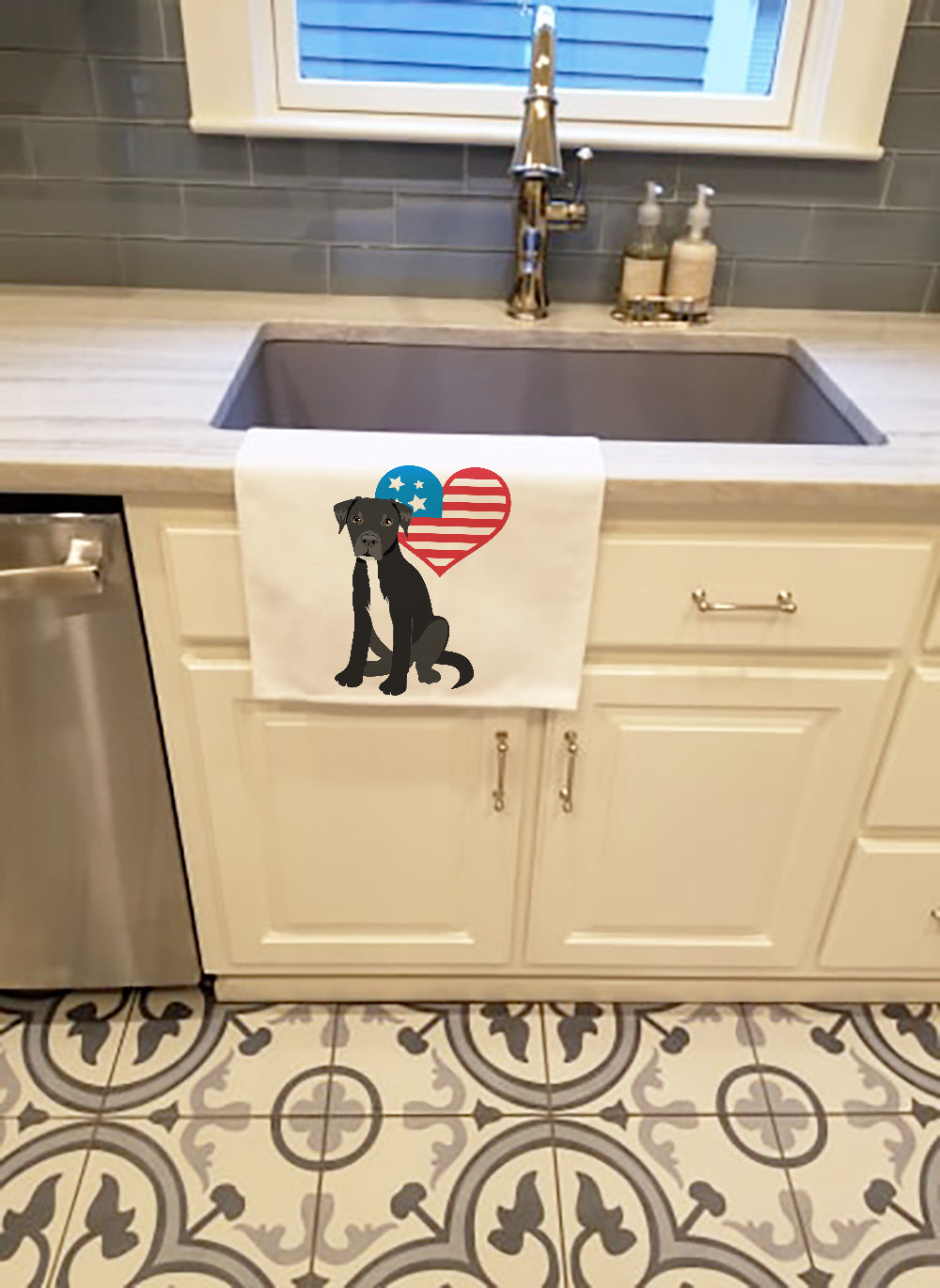 Pit Bull Black #1 Patriotic Kitchen Towel Set of 2