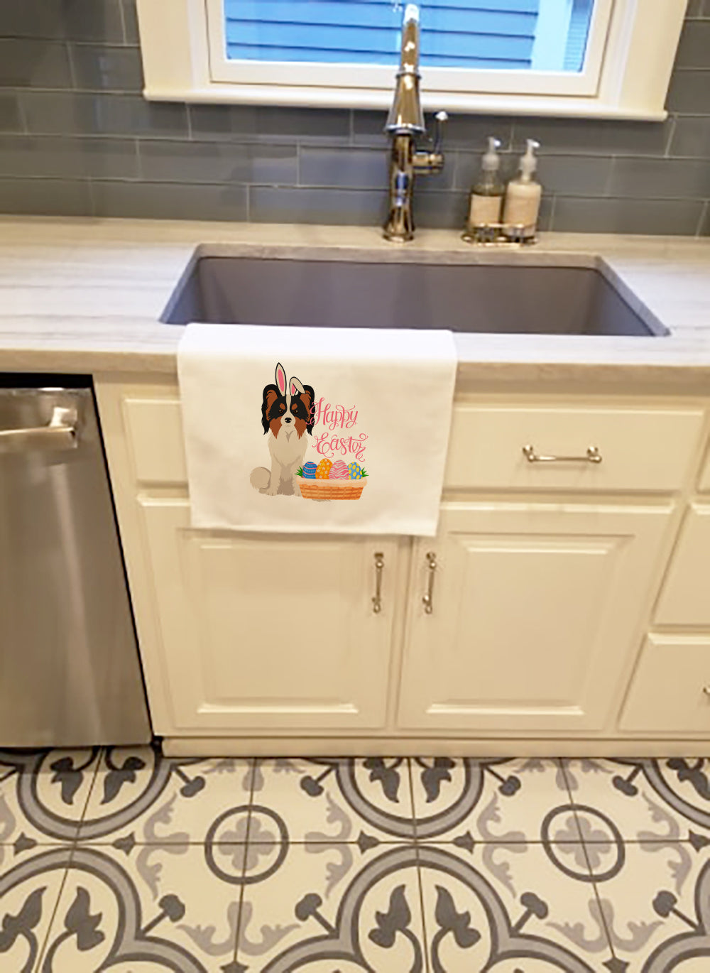 Tricolor Papillon Easter Kitchen Towel Set of 2