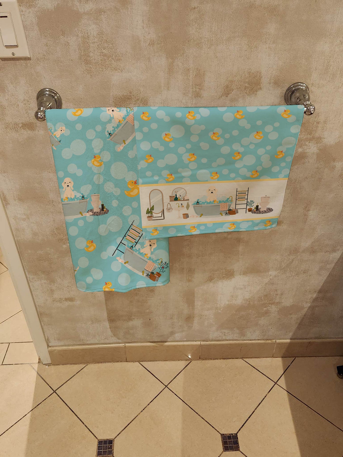 Sandy Bedlington Terrier in Bathtub Bath Towel Large