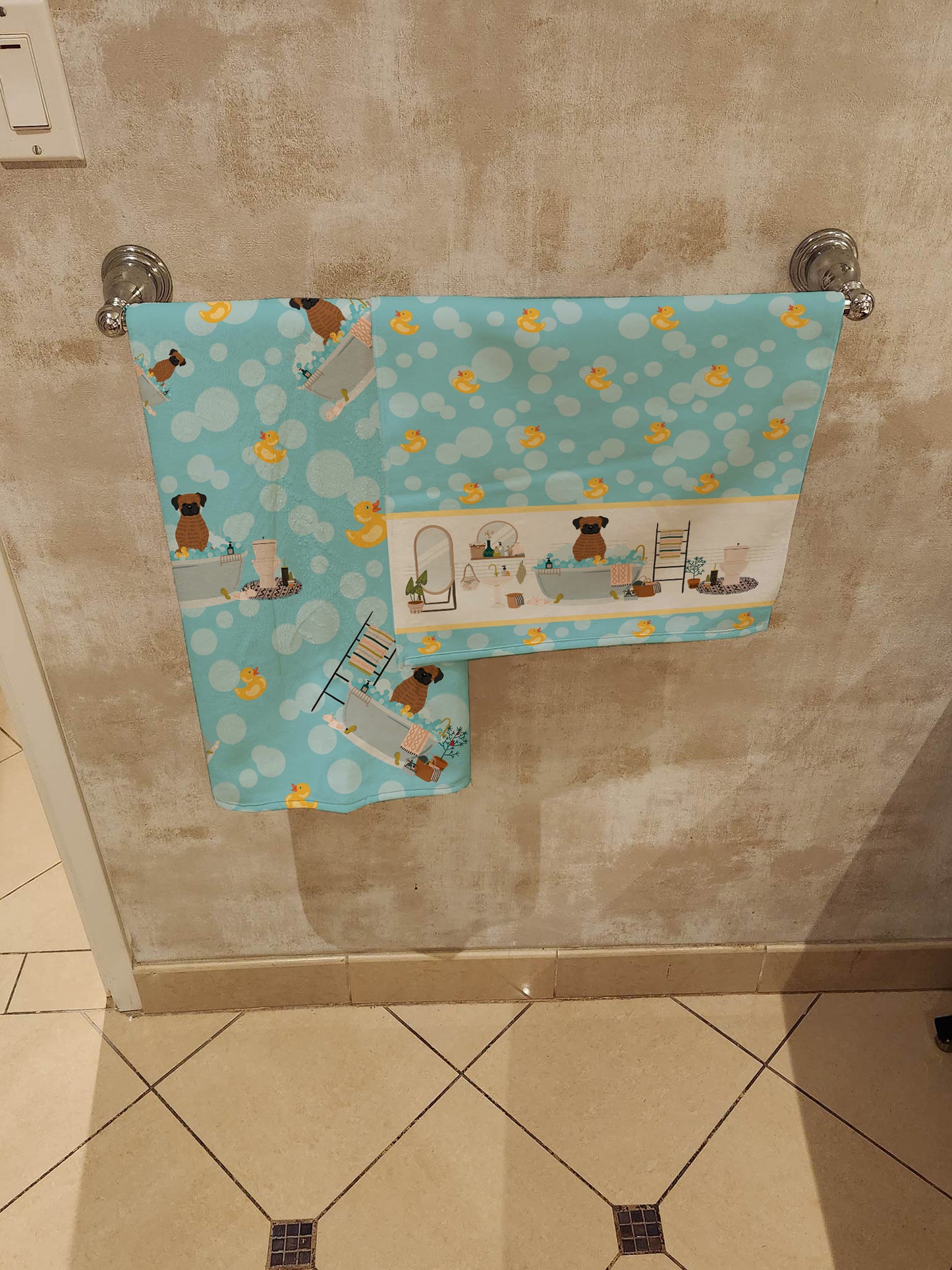 Brindle Boxer in Bathtub Bath Towel Large