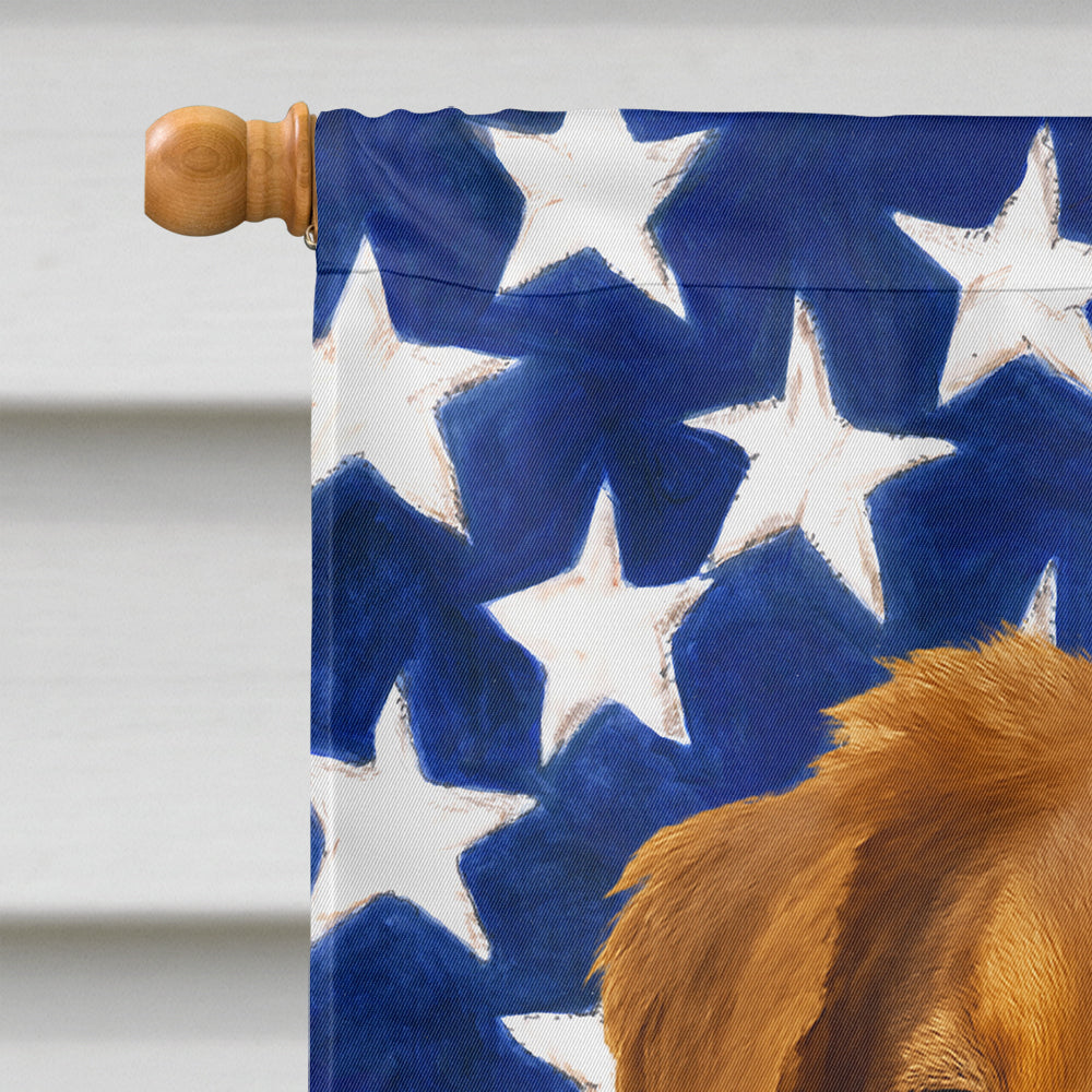 Red Australian Shepherd American Flag House Flag