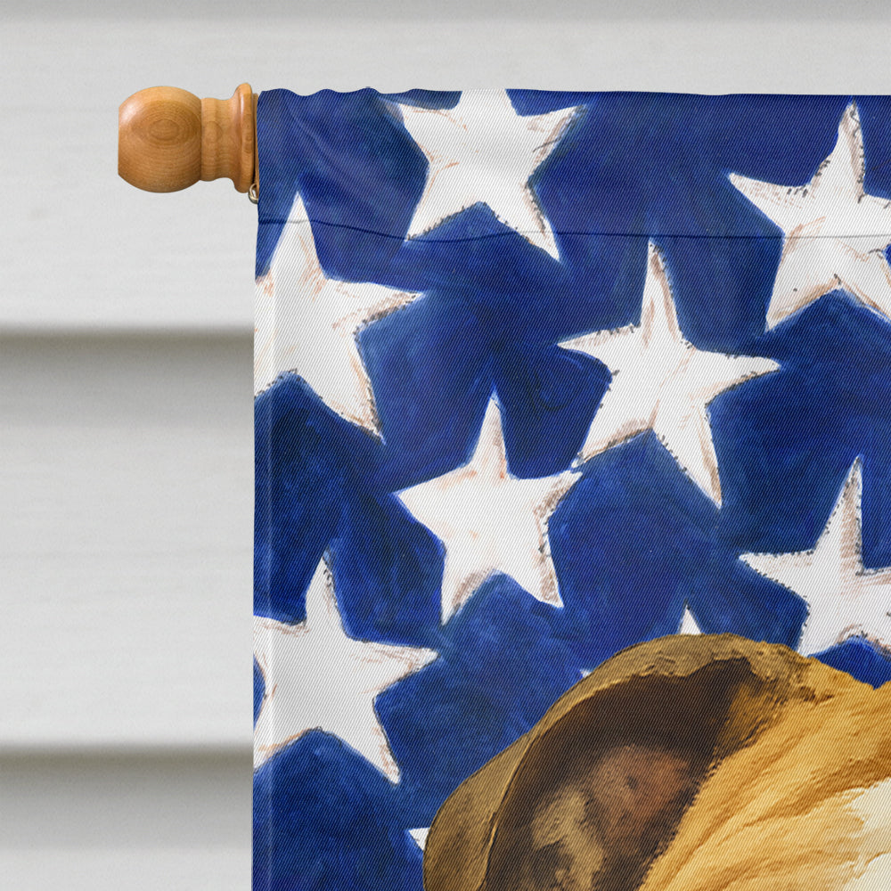 Brindle and White English Bulldog American Flag House Flag