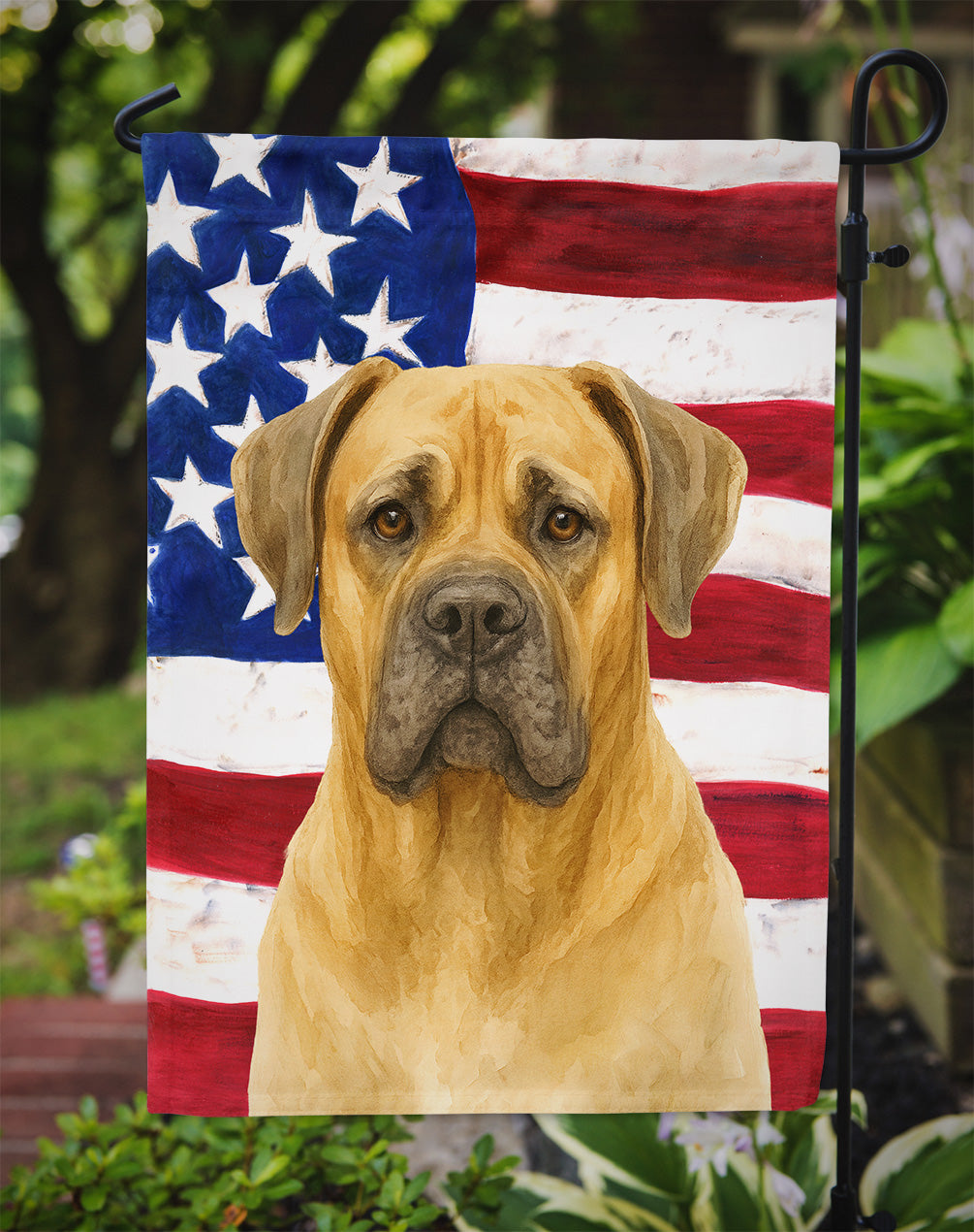 Fawn Cane Corso American Flag Garden Flag