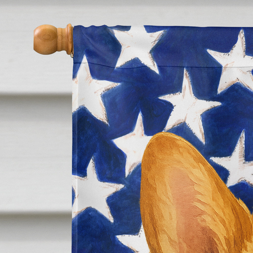 Fawn Pembroke Welsh Corgi American Flag House Flag