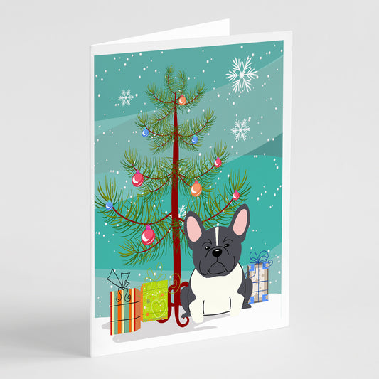 Buy this Merry Christmas Tree French Bulldog Black White Greeting Cards Pack of 8