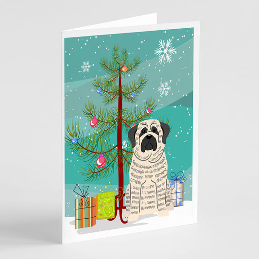 Buy this Merry Christmas Tree Mastiff Brindle White Greeting Cards Pack of 8