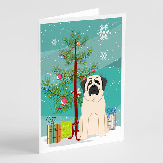 Buy this Merry Christmas Tree Mastiff White Greeting Cards Pack of 8