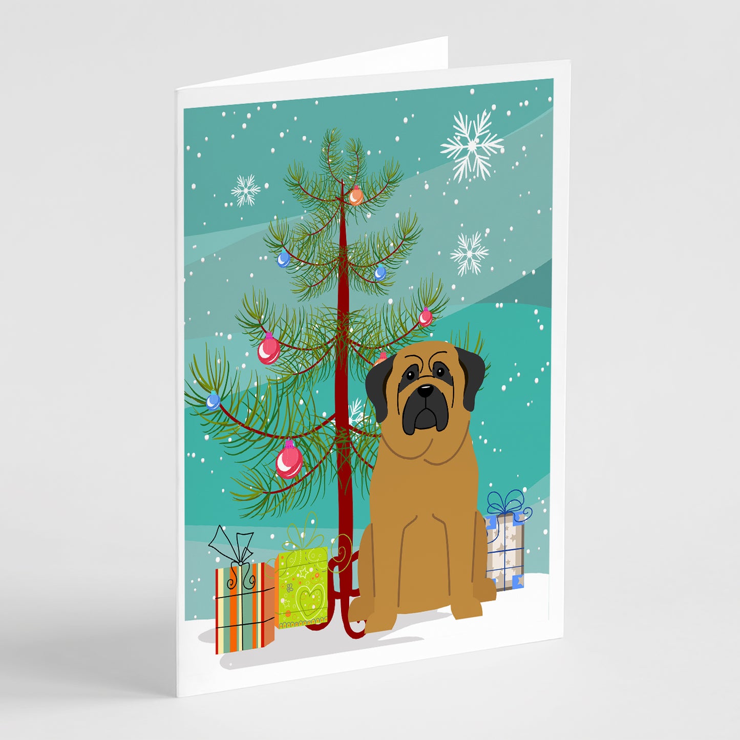 Buy this Merry Christmas Tree Mastiff Greeting Cards Pack of 8
