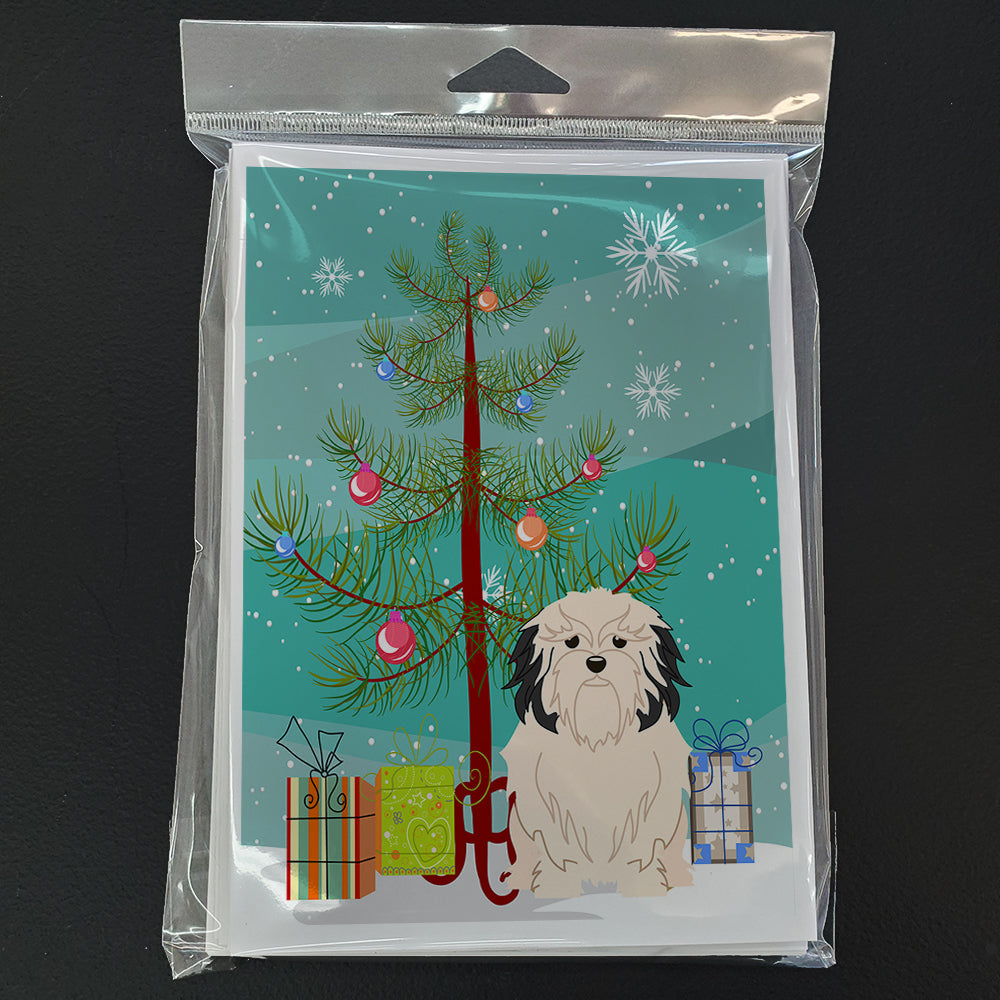Merry Christmas Tree Lowchen Greeting Cards Pack of 8