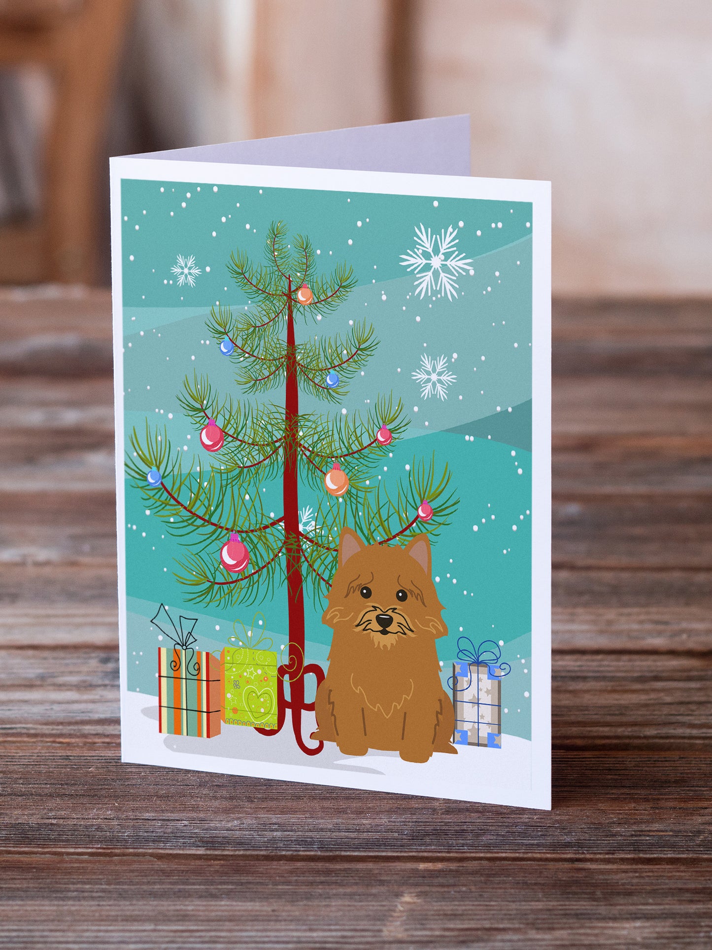 Merry Christmas Tree Norwich Terrier Greeting Cards Pack of 8