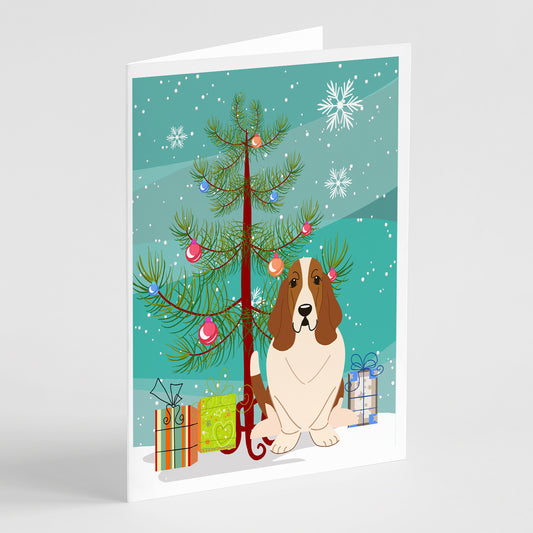 Buy this Merry Christmas Tree Basset Hound Greeting Cards Pack of 8