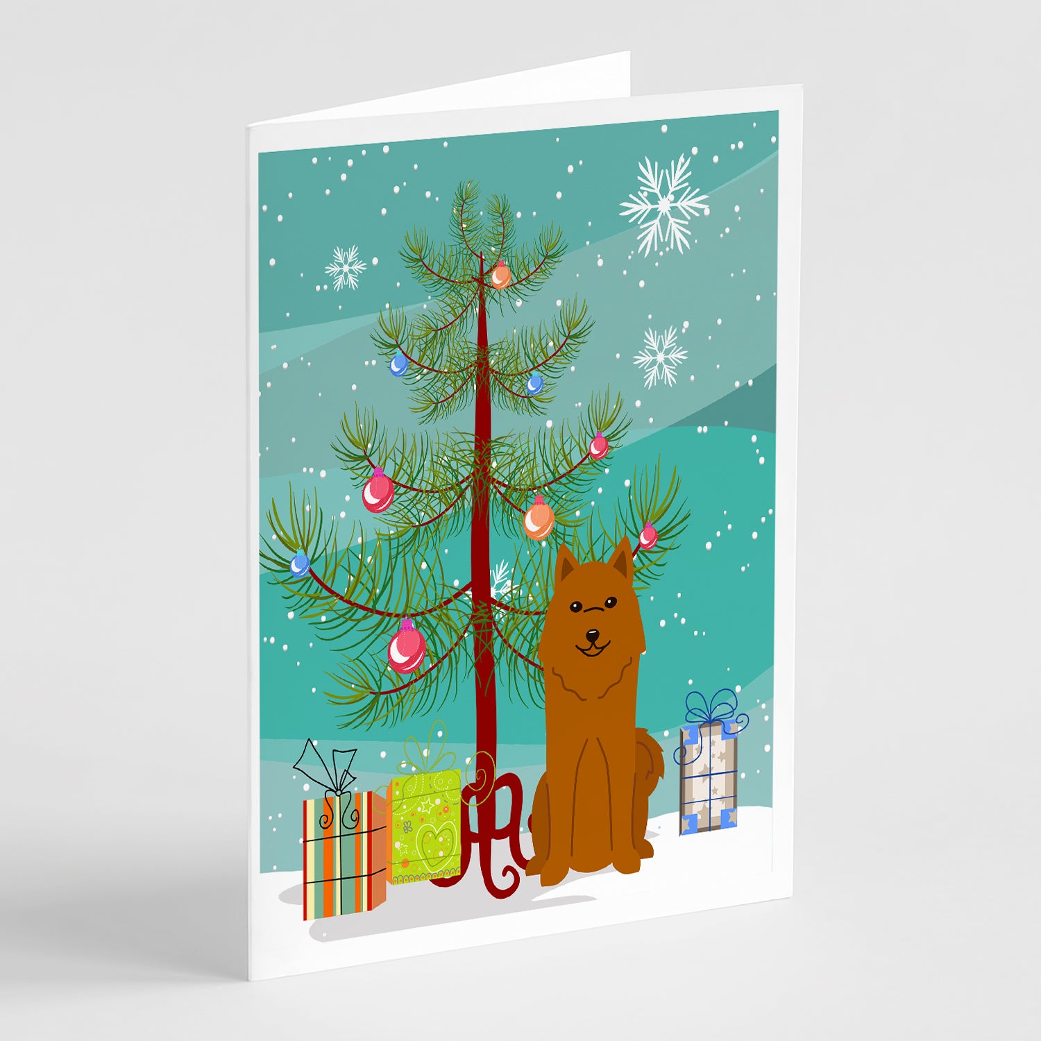 Buy this Merry Christmas Tree Karelian Bear Dog Greeting Cards Pack of 8