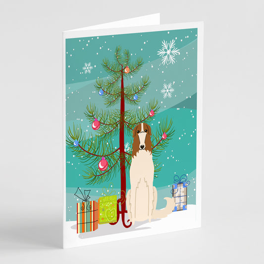 Buy this Merry Christmas Tree Borzoi Greeting Cards Pack of 8