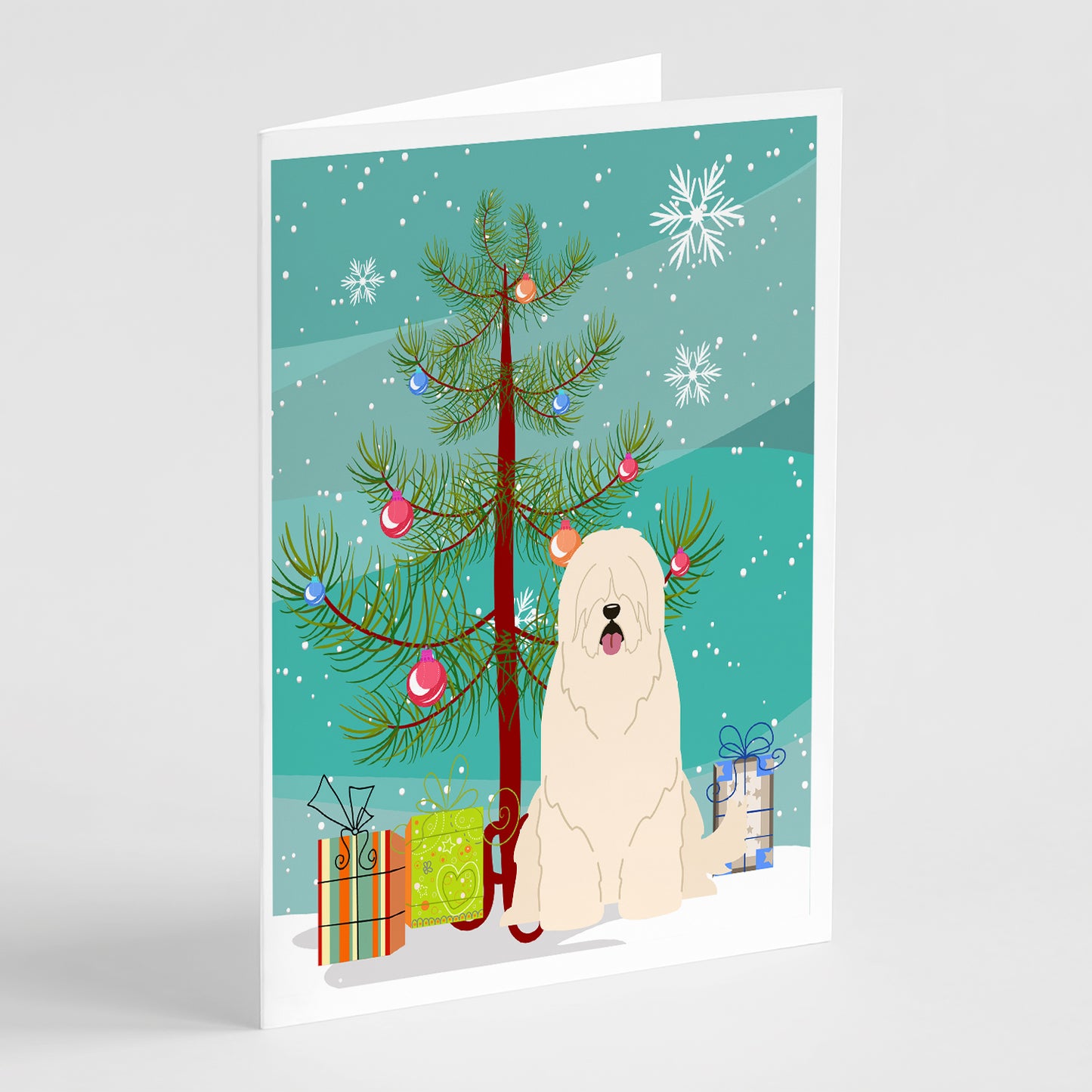 Buy this Merry Christmas Tree South Russian Sheepdog Greeting Cards Pack of 8