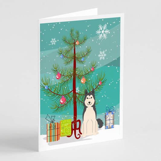 Buy this Merry Christmas Tree West Siberian Laika Spitz Greeting Cards Pack of 8